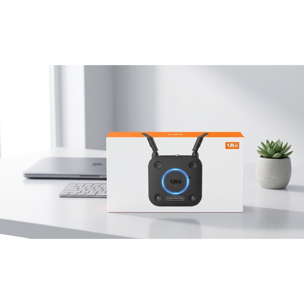 1Mii B06TX Bluetooth 5.2 Transmitter Long Range Wireless Audio Adapter Black